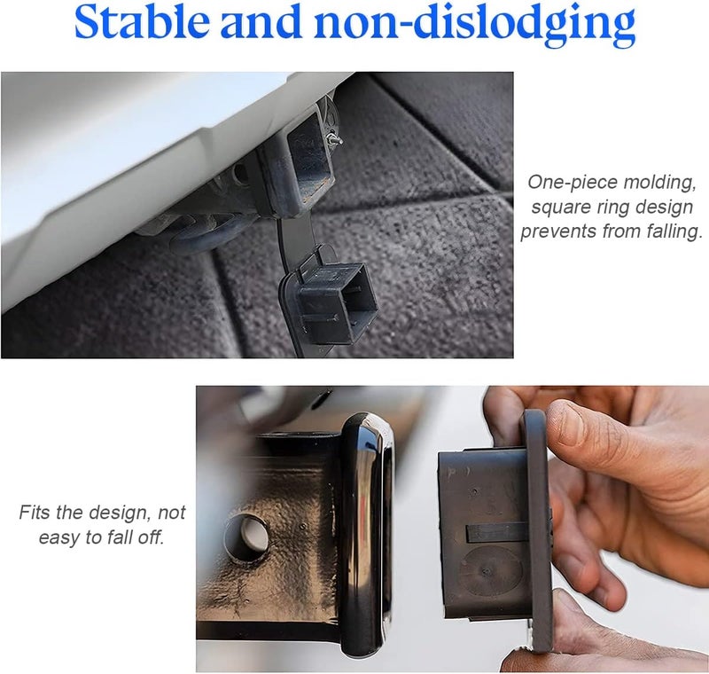 zipelo 2 Pcs Trailer Hitch Cover, Heavy Duty Trailer Rubber Hitch Cover Plug Cap Insert, Protects Square Receiver Tube Fits for Most Cars, Univeisal Car Exterior Accessories (1.25 Inch) - Image 3